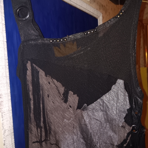 SALVAGE Edgy Black and Gray Asymmetrical Dress. M - Picture 8 of 13